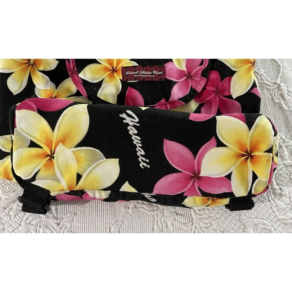 Vtg Island Aloha Wear Plumeria Floral Backpack Made in Hawaii Colorful